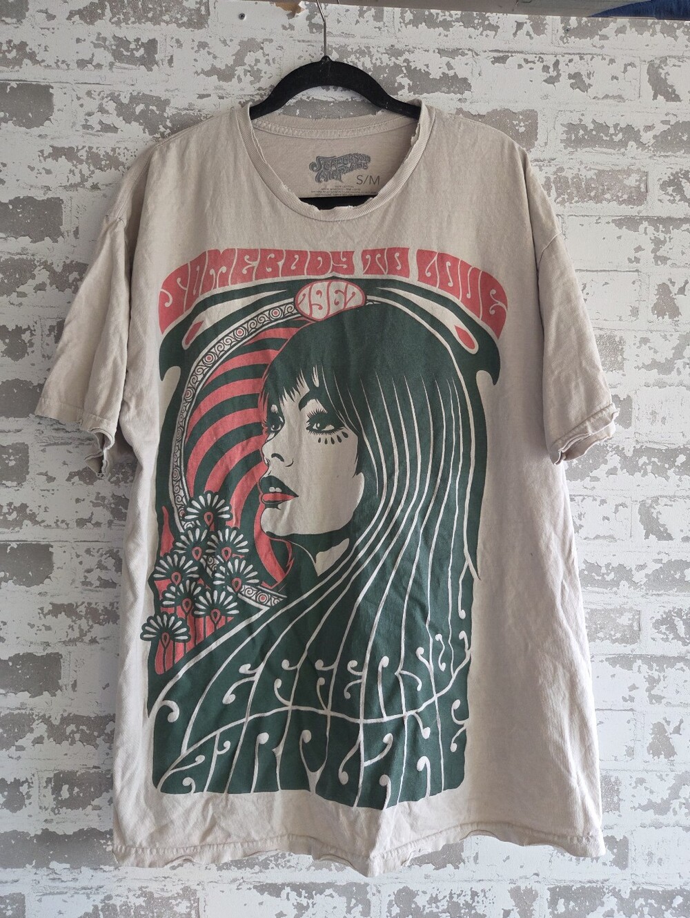 Jefferson Airplane Somebody To Love 1967 Graphic Tee Sand S/M Boho Whimsigoth